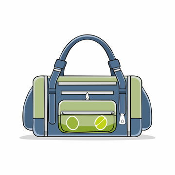 Blue and Green Duffle Bag with Tennis Balls