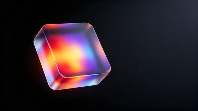 Abstract 3D frosted glass blocks with glowing thermal heatmap inside