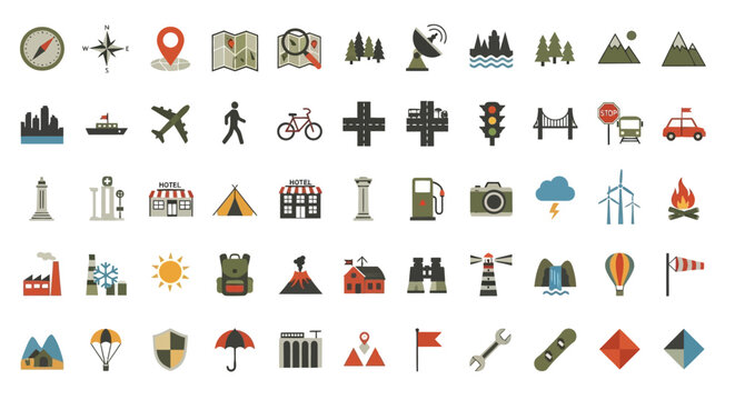 Travel and Navigation Icons Set