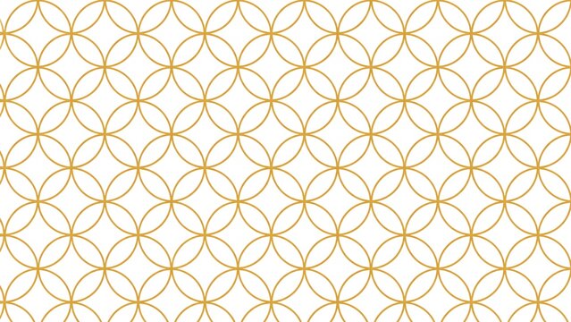 七宝の和柄パターン背景 金と白の伝統文様