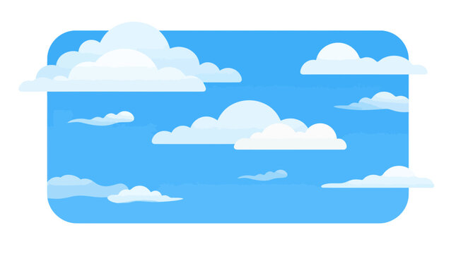 Fluffy White Clouds Floating in a Bright Blue Sky - Flat Design Illustration