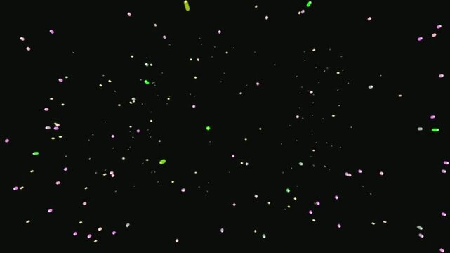 Abstract green light particles floating in dark space motion graphics background