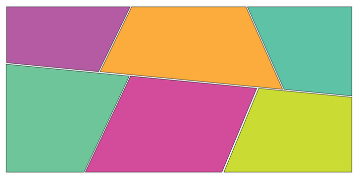 Empty comic book page layout with colorful panels. Blank storyboard template with dynamic grid for manga and pop art design