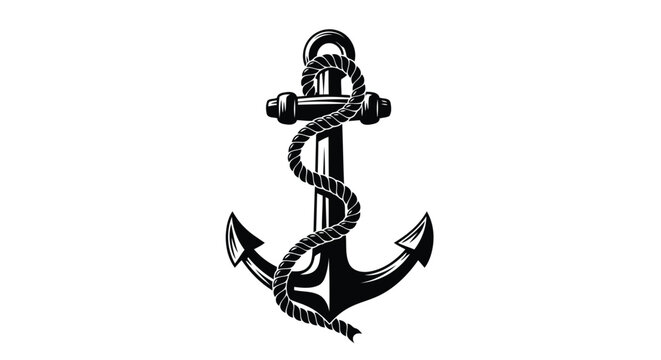 Black anchor icon with rope