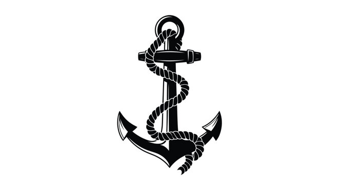 Black anchor icon with rope