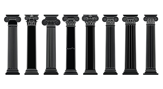 Black and white ancient greek columns