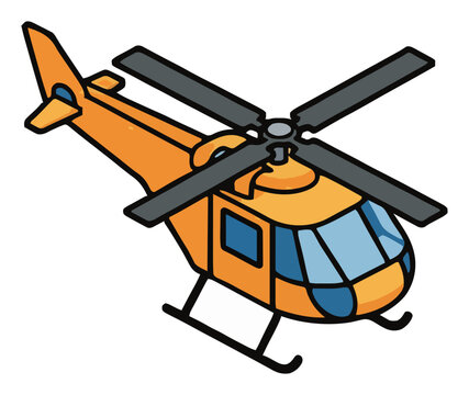 Rescue helicopter isometric vector vehicle illustration. Generative AI