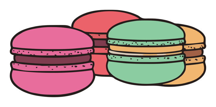 Colorful macaron set dessert vector illustration. Generative AI