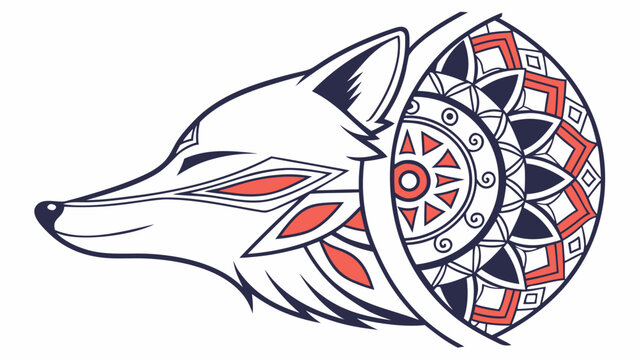 Stylized Fox Head Mandala Vector Illustration Art