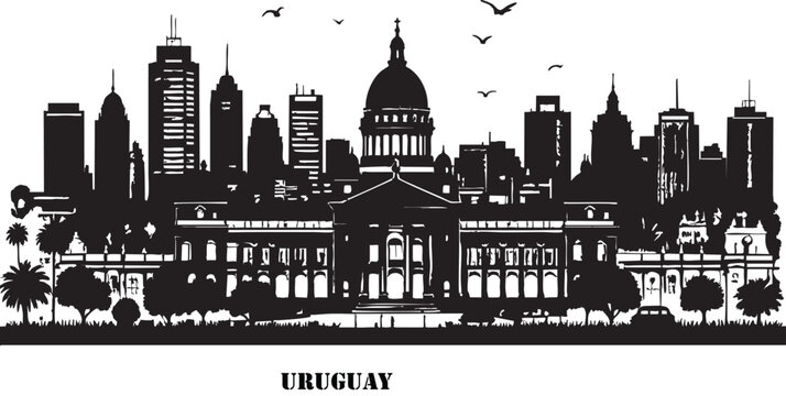 Adobe Illustrator Artwork of Montevideo Cityscape Silhouette Illustration