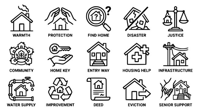 Vector graphic illustration of various housing and home icons design