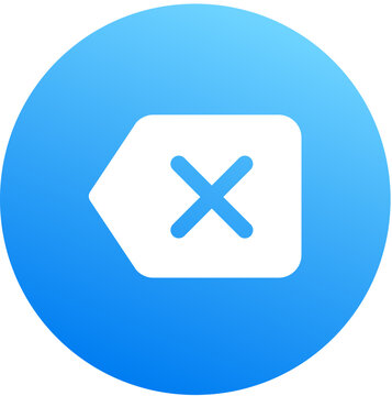 Modern blue gradient backspace delete key icon circle badge mobile