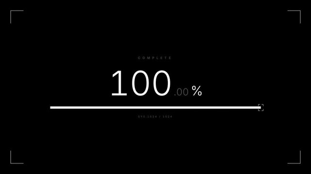 Minimalist White Wireframe Loading Bar 0-100% Tracking Animation