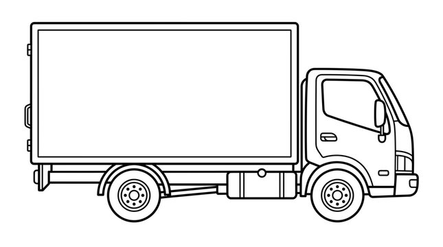 Box Truck Outline Icon, Cargo Van Vector Art