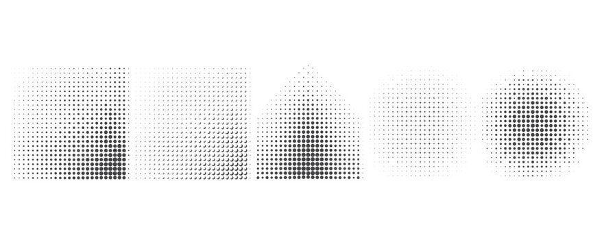 Halftone Dot Pattern Vector Set &ndash; Abstract Triangular & Circular Gradient Textures for Graphic Design & Printing