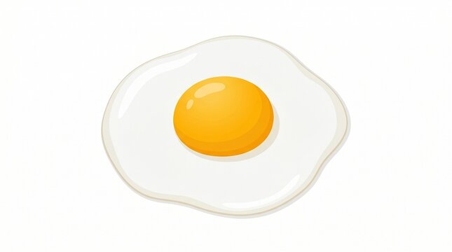 A single fried egg with a bright yellow yolk and white albumen on a clean white background, simple illustration