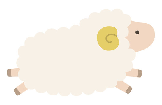 かわいい羊のベクターイラスト。干支、十二支、未、ゆるい、アイコン、ひつじ、未年、年賀状