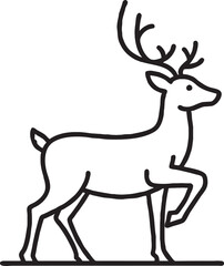 Obraz premium Stag with antlers stylized line drawing stag beetle line art black and white forest dweller white background no people wildlife creature illustration majestic graceful woodland