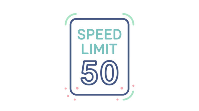 Illustrated speed limit sign safety regulation concept with copy space