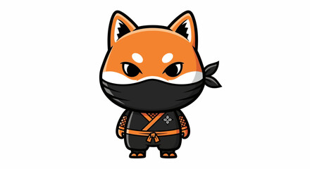 Cute Shiba Inu Ninja Character with Mask and Bandana, Cartoon Style © Free vector