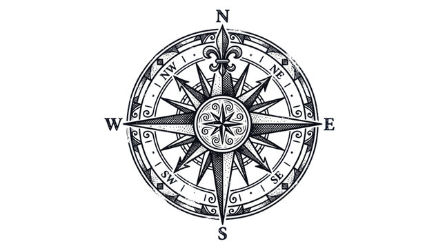 Vintage Compass Rose Nautical Navigation Tool