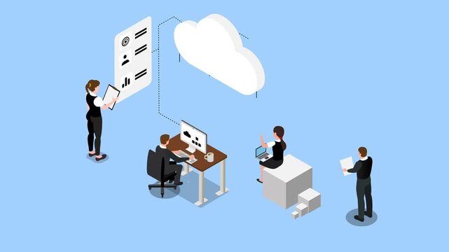 DevOps Team Managing Cloud Infrastructure and Database Architecture 3d animation cartoon