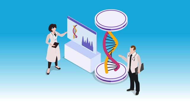 Genetic Engineering and DNA Research Concept 3d animation cartoon