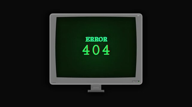 Retro CRT monitor displaying ERROR 404 message with digital glitch effect on screen