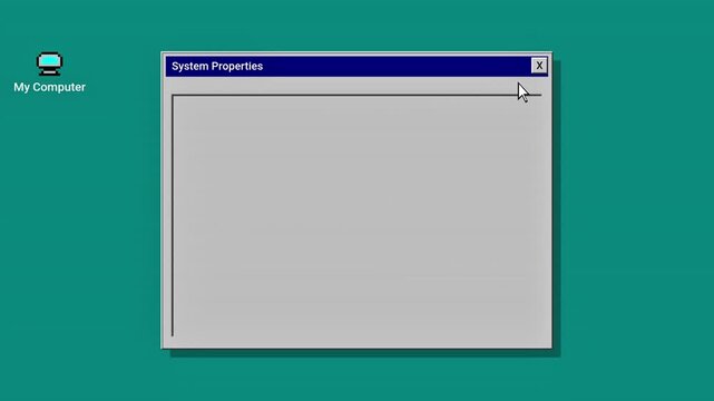 Retro computer system properties window showing vintage hardware specs and loading nostalgia