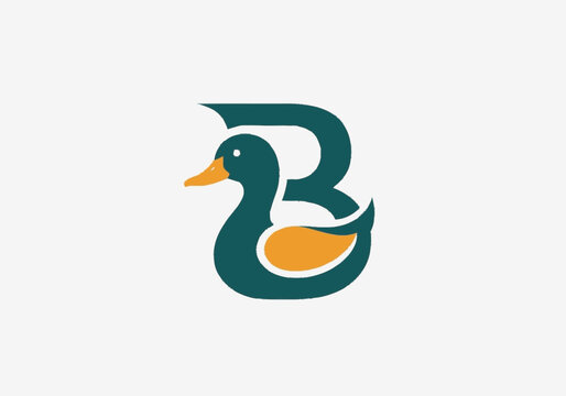 Right-cropped minimalist graphic illustration of a stylized teal duck 