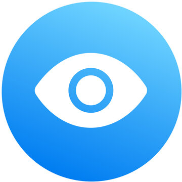 Vibrant blue eye view see icon round badge mobile flat round