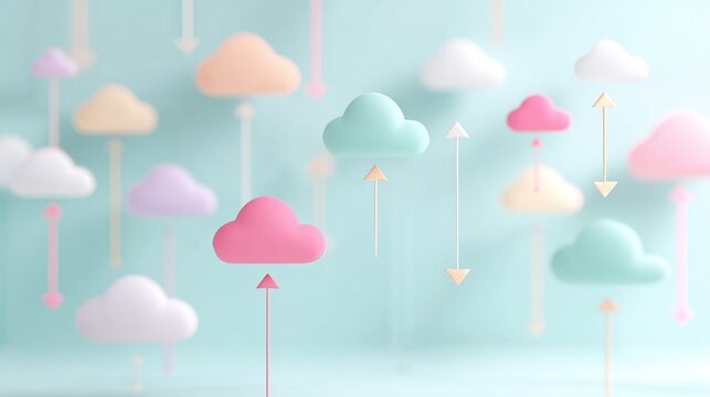 Soft puffy 3D clouds for cloud computing concept abstract backgr