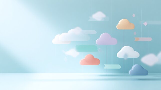 Soft puffy 3D clouds for cloud computing concept abstract backgr