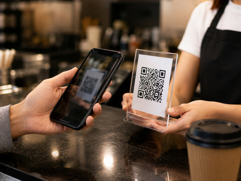 Mobile Payment and QR Code Transaction at Coffee Shop