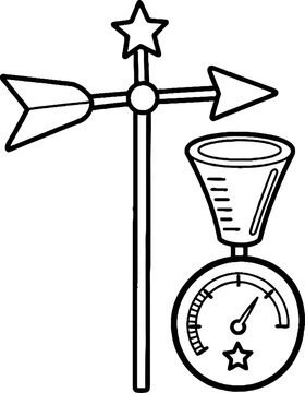 Illustration of Wind Measurement Tools and Weather Vanes.