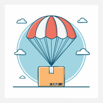 Delivery Box Parachuting from Sky