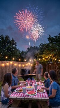 Independence Day Fireworks Backyard Barbecue