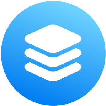 Bold blue layers stack levels gradient circle icon mobile