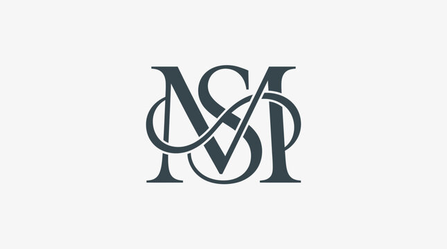 Intertwined MS monogram serif letter logo design symbol