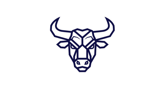 A stylized line drawing of a bison head with prominent horns and facial features