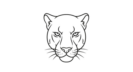 Line drawing of a panther head on white background for design and print © sle