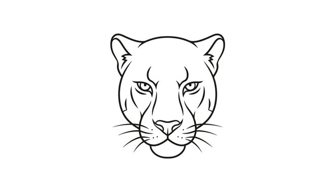 Line drawing of a panther head on white background for design and print