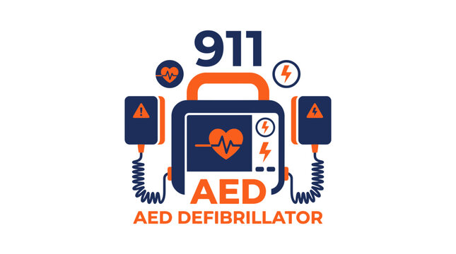 AED automated external defibrillator emergency equipment illustration.