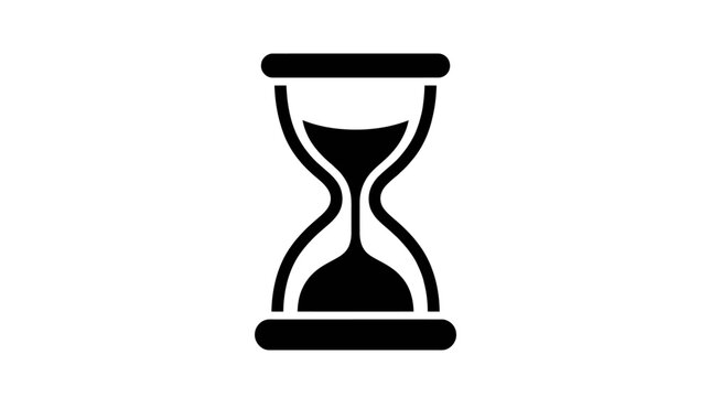 Black and white hourglass icon representing time deadline and concept