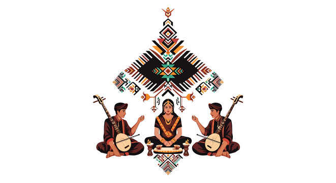 Three musicians playing stringed instruments together.