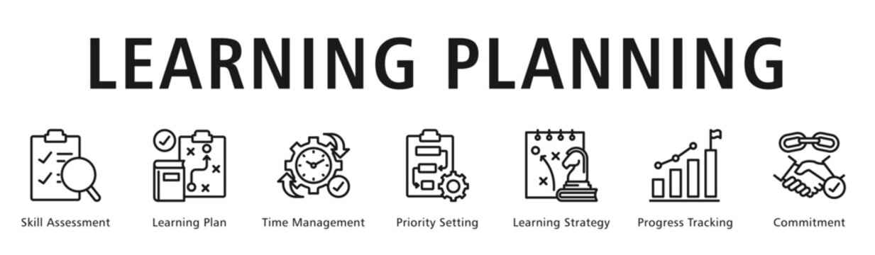 Learning Planning Web Banner  icon vector illustration concept