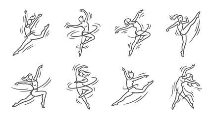 Ballet Dancer Silhouette Set: Graceful Poses and Dynamic Movement © Labib