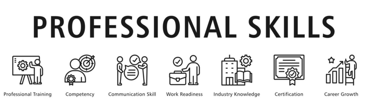 Professional Skills Web Banner  icon vector illustration concept