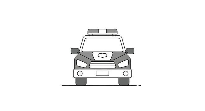 Police Car Front View Illustration.