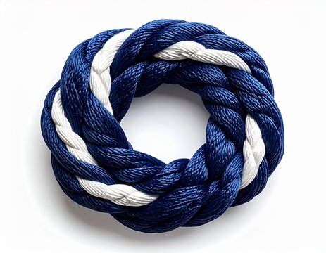 Traditional Kumihimo Cord Navy Blue White, Japanese Textile Art